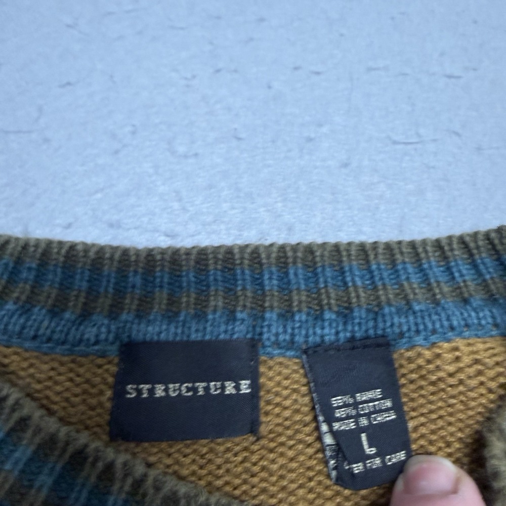 Structure Colorblock Crew Neck Sweater Size Large 90s Y2K - Picture 2 of 5